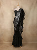 Black Sequins Embroidered Design Georgette Ready To Wear Saree with Designer Blouse