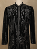 Black Sequins and Beads Embroidered Design Polynosic Men's Sherwani Set