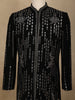 Black Sequins and Beads Embroidered Design Polynosic Men's Sherwani Set