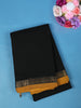 Black Solid Cotton Saree With Golden Zari Border