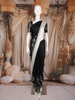 Black Solid Design Chiffon Saree with Contrast White Border