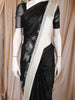 Black Solid Design Chiffon Saree with Contrast White Border