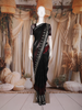 Black Solid Design Chiffon Saree with Contrast White Pattern Border