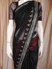 Black Solid Design Chiffon Saree with Contrast White Pattern Border