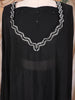Black Solid Design Crepe Kaftan Set with with Thread Embroidered Detailing