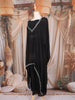 Black Solid Design Crepe Kaftan Set with with Thread Embroidered Detailing
