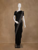 Black Solid Design Georgette With Stone Work Border