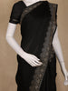 Black Solid Design Georgette With Stone Work Border