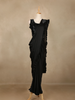 Black Solid Design Satin Ready To Wear Saree with Designer Blouse