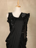 Black Solid Design Satin Ready To Wear Saree with Designer Blouse