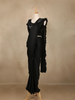 Black Solid Design Satin Ready To Wear Saree with Designer Blouse