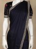 Black Solid Design Satin Saree with Embellished Lace Border