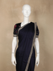 Black Solid Design Satin Saree with Embellished Lace Border