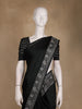Black Solid Design Semi Banarasi Silk Saree