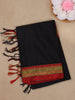 Black Solid Design Semi Silk Cotton Saree with Contrast Border