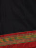 Black Solid Design Semi Silk Cotton Saree with Contrast Border