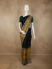 Black Solid Woven Design Pure Kanchipuram Silk Saree with Contrast Checked Border