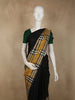 Black Solid Woven Design Pure Kanchipuram Silk Saree with Contrast Checked Border