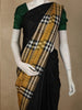 Black Solid Woven Design Pure Kanchipuram Silk Saree with Contrast Checked Border