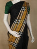 Black Solid Woven Design Pure Kanchipuram Silk Saree with Contrast Checked Border