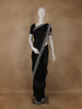 Black Stone Embellished Satin Saree With Scalloped Border