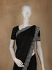 Black Stone Embellished Satin Saree With Scalloped Border