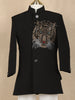 Black Stone Worked Indo-Western Kids Viscose Sherwani