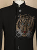 Black Stone Worked Indo-Western Kids Viscose Sherwani