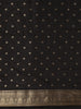 Black Striped And Floral Design Semi Tussar Silk Saree - Diadem