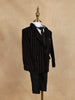 Black Striped Design Velvet Suit For Boys - Diadem