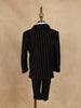 Black Striped Design Velvet Suit For Boys - Diadem