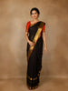 Black Stripes Woven Pure Kanchipuram Silk Saree