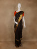 Black Stripes Woven Pure Kanchipuram Silk Saree