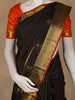 Black Stripes Woven Pure Kanchipuram Silk Saree