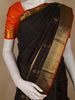 Black Stripes Woven Pure Kanchipuram Silk Saree