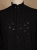 Black Thread Embroidered Sequin Work Cotton Kurta For Men