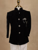 Black Velvet Kids Indo-Western Sherwani With White Pants