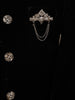 Black Velvet Kids Indo-Western Sherwani With White Pants