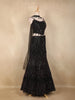Black Wine Sequins Embellished Net Party Wear Lehenga with Dupatta
