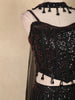 Black Wine Sequins Embellished Net Party Wear Lehenga with Dupatta