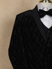 Black Zigzag Beads Embroidered Kids Velvet Suit