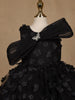 Black 3D Floral Net Party Frock with Glitter