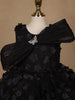 Black 3D Floral Net Party Frock with Glitter
