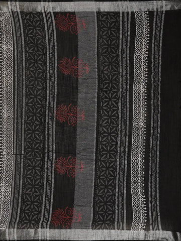 Black Abstract Designed Cotton Saree - Diadem