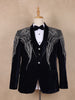 Navy Blue Abstract Designed Men's Suit - Diadem