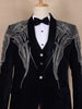 Navy Blue Abstract Designed Men's Suit - Diadem