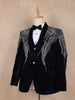 Navy Blue Abstract Designed Men's Suit - Diadem