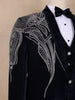 Navy Blue Abstract Designed Men's Suit - Diadem