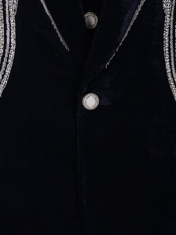 Navy Blue Abstract Designed Men's Suit - Diadem