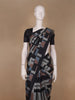 Black Abstract Geometric Printed Semi Tussar Saree - Diadem